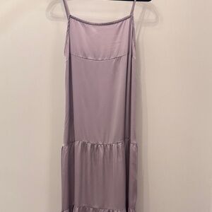 Lilac Satin Slip Dress with Spaghetti Straps